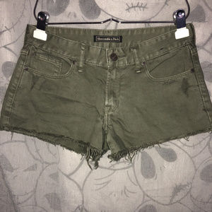 NWOT A&F Army Green Distress Low Rise Short
